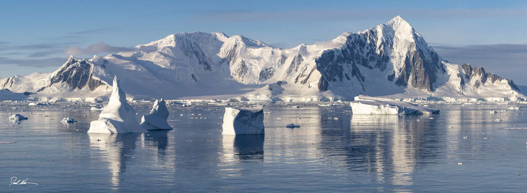 large icebergs floating in Antarctica