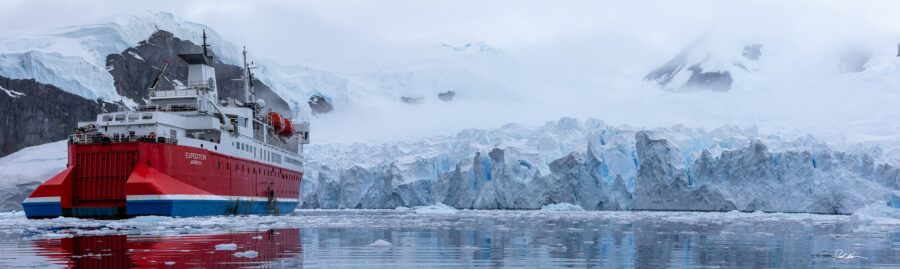 Large ship expedition ship in Antarctica
