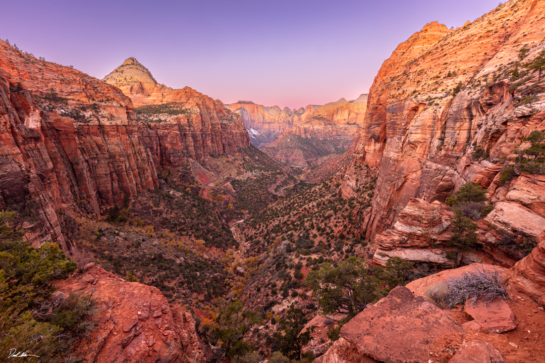 Image of Zion National Park at Sunrise from the Overlook Trail