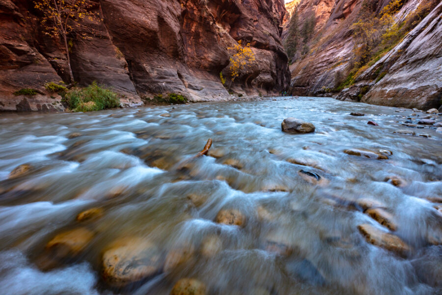 photo of the narrows hike in Zion National Park during fall