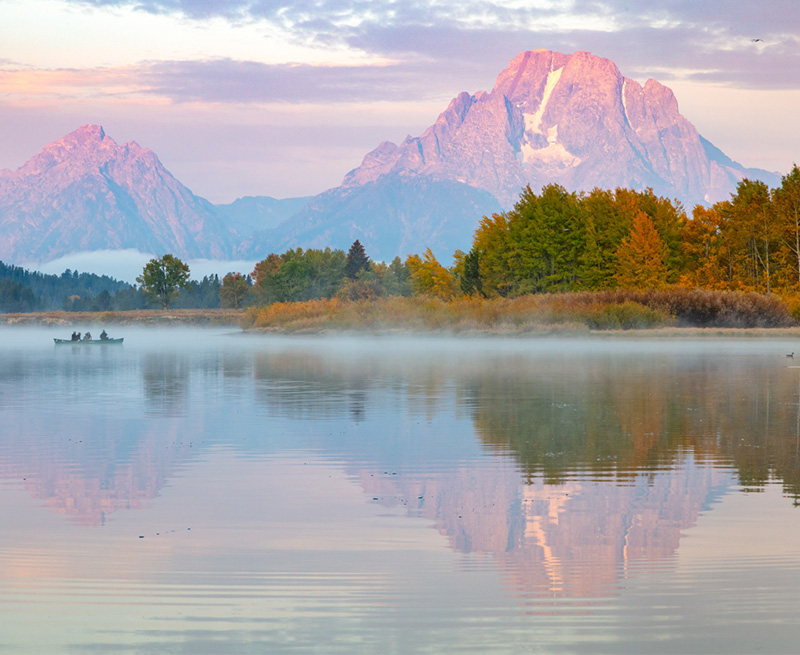 water with reflection of mountains