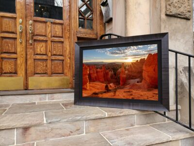Framed fine art print of Bryce Canyon on display outside a luxury home on its doorsteps.