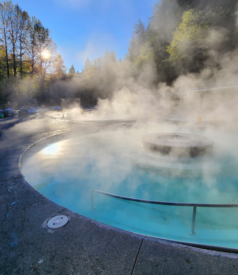 Image of beautiful hot springs with steam coming out of then in Olympic National Park