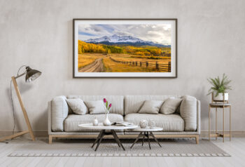 image of a beautiful mountain scene in Telluride Colorado displayed in a modern home