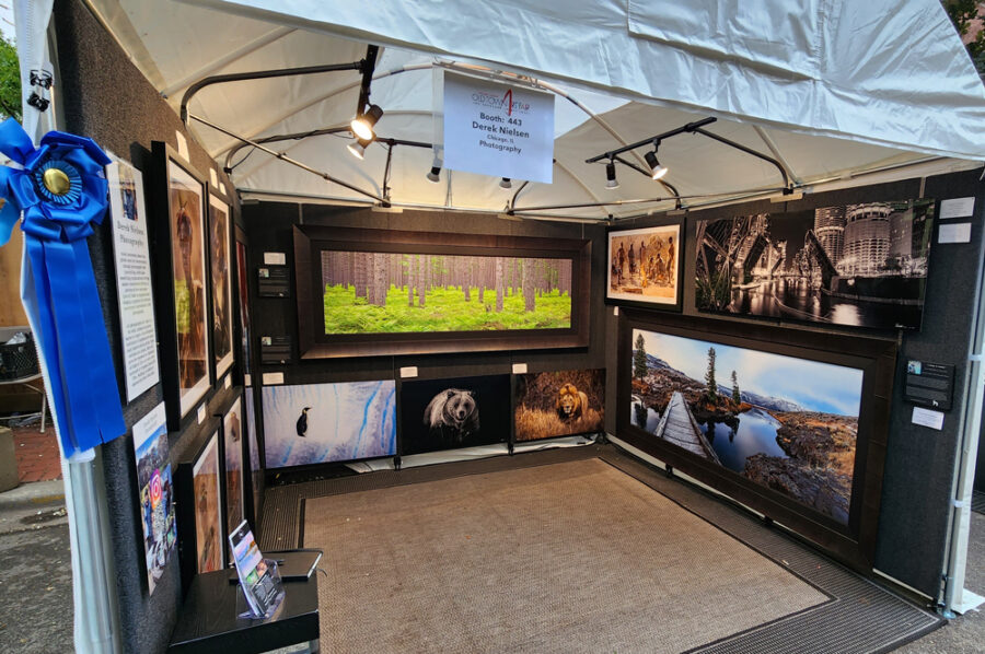 Photograph of photographer Derek Nielsen's award winning booth at the Old Town Art Fair