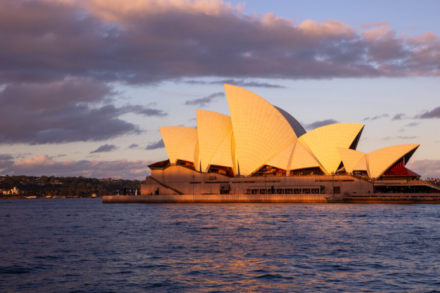 Photograph of the Sydney Opera House at Sunset in Australia