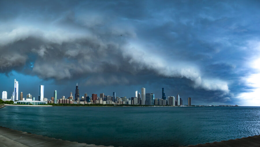Large fine art photo of a huge storm over the Chicago skyline