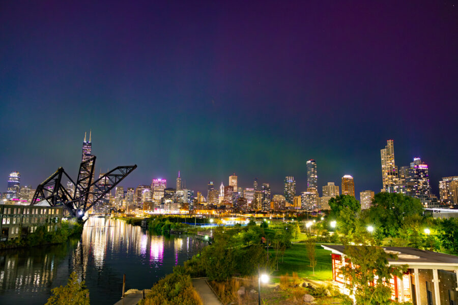 Northern lights over chicago