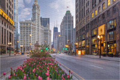 jigsaw puzzle with tin magnificent mile