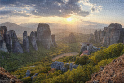 Jigsaw puzzle with tin Meteora