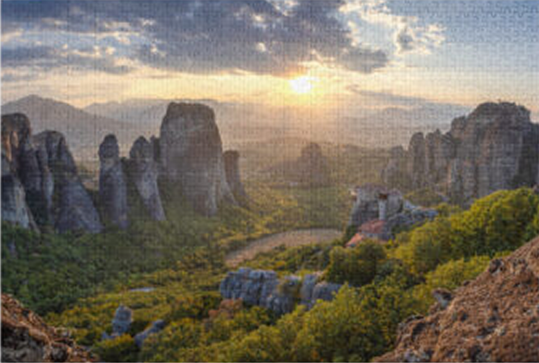 Jigsaw puzzle with tin Meteora