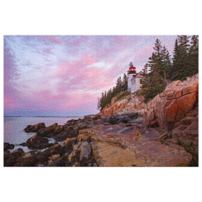 Jigsaw puzzle with tin Acadian Dawn