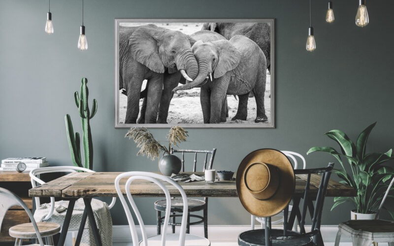 elephant hug in dining room