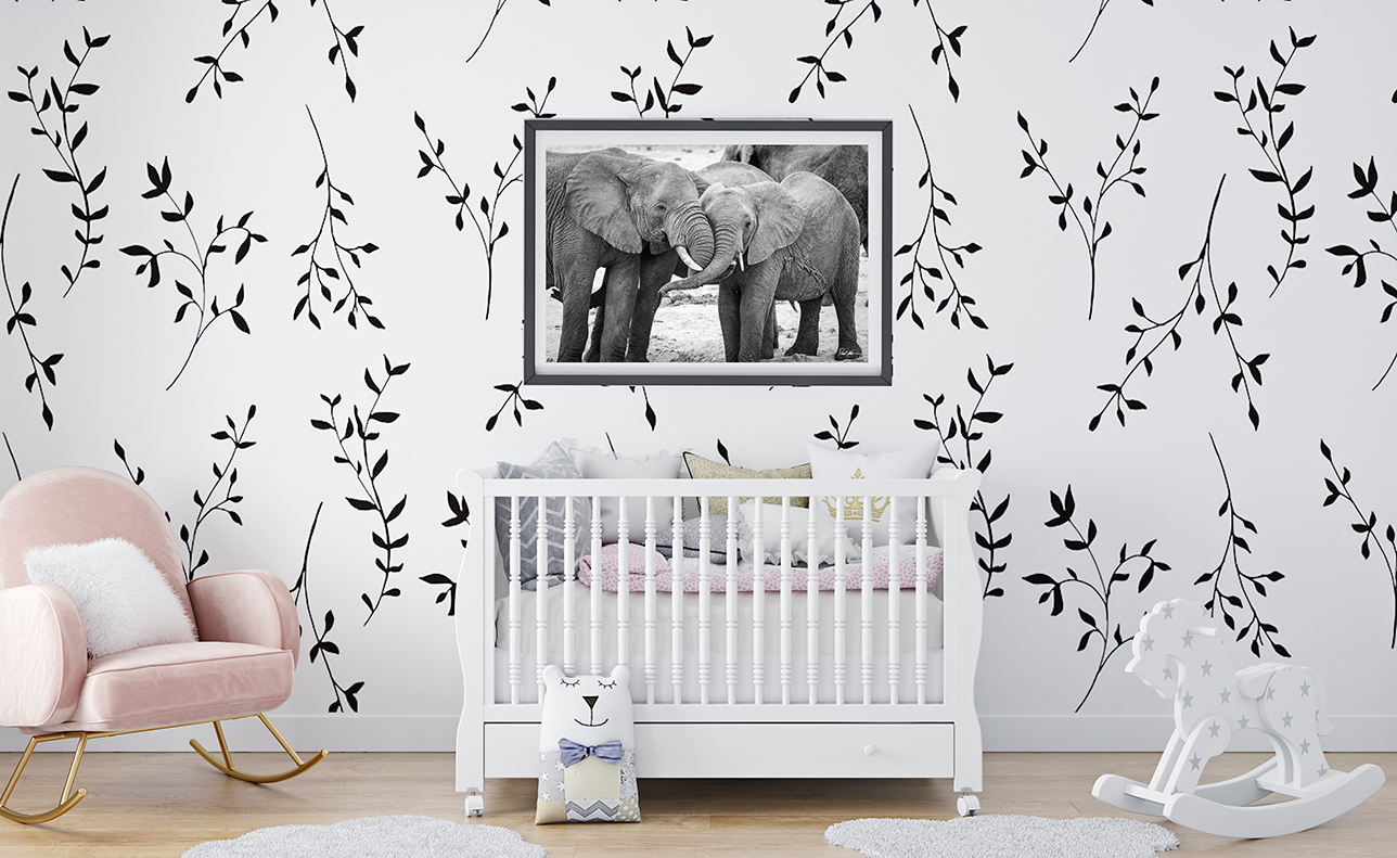 elephant image framed in nursery